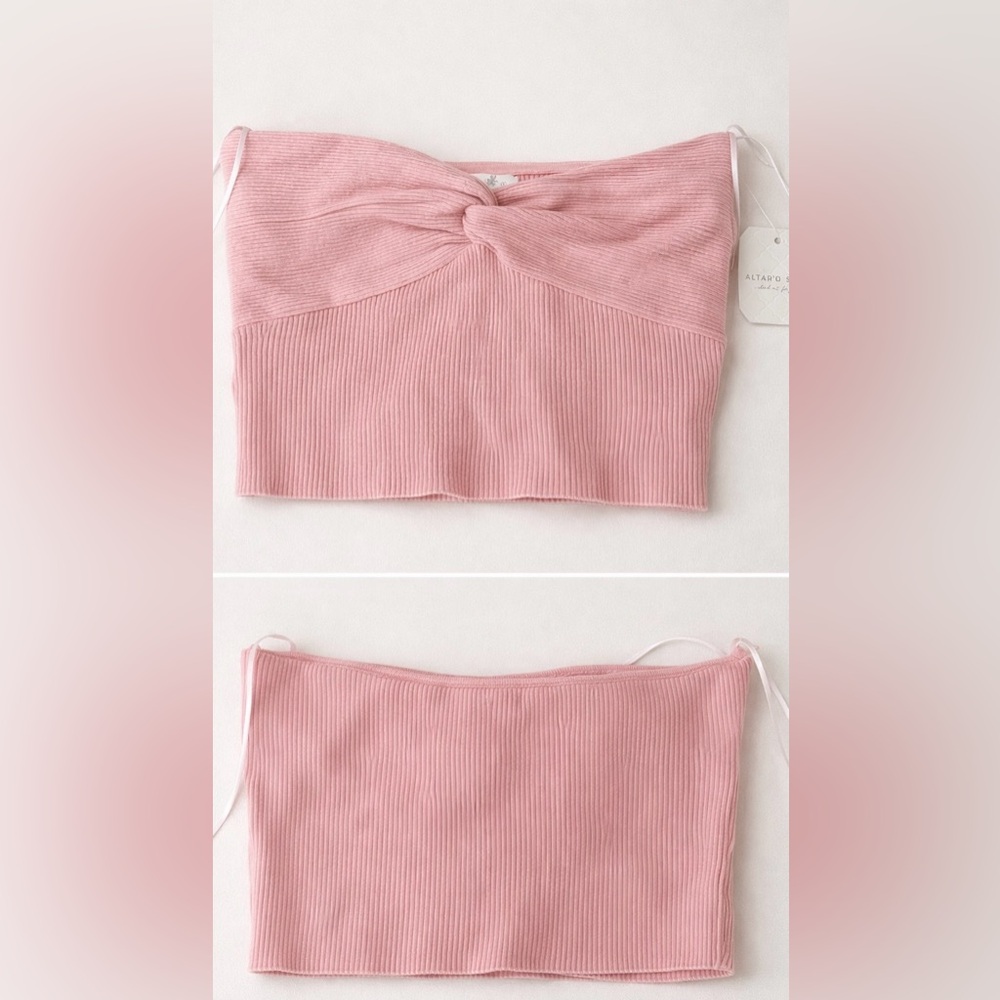 NWT NEVER WORN! Altar’d State Avalon Pink Ribbed Strapless Top